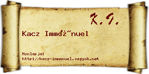 Kacz Immánuel névjegykártya